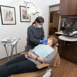 dental patient having work done in dentists office